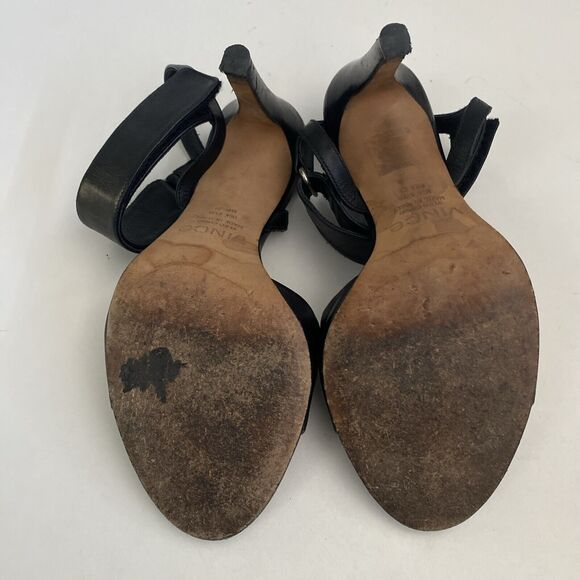 Vince Genna Sandal Black Leather Open Toe Two Double Strap Ankle Heel 37… - Picture 6 of 8